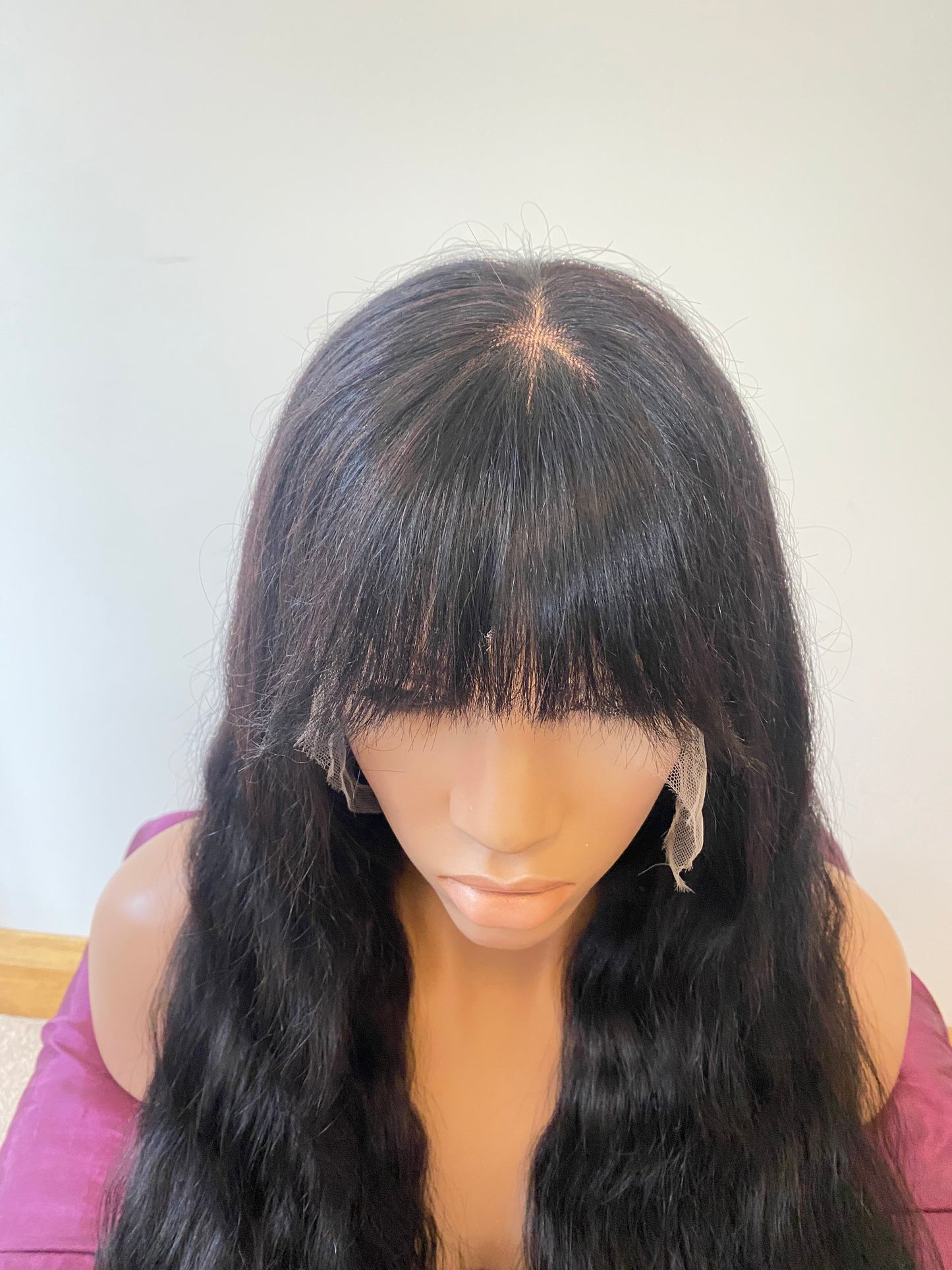 Full lace 360 black wig with fringe Wednesday Addams inspired.