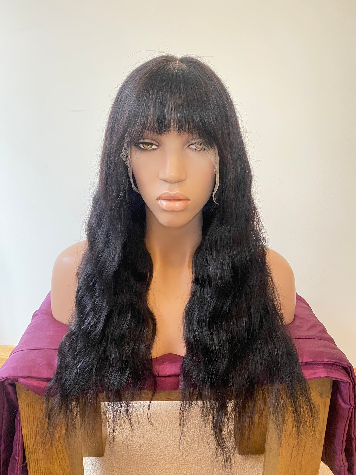 Full lace 360 black wig with fringe Wednesday Addams inspired.