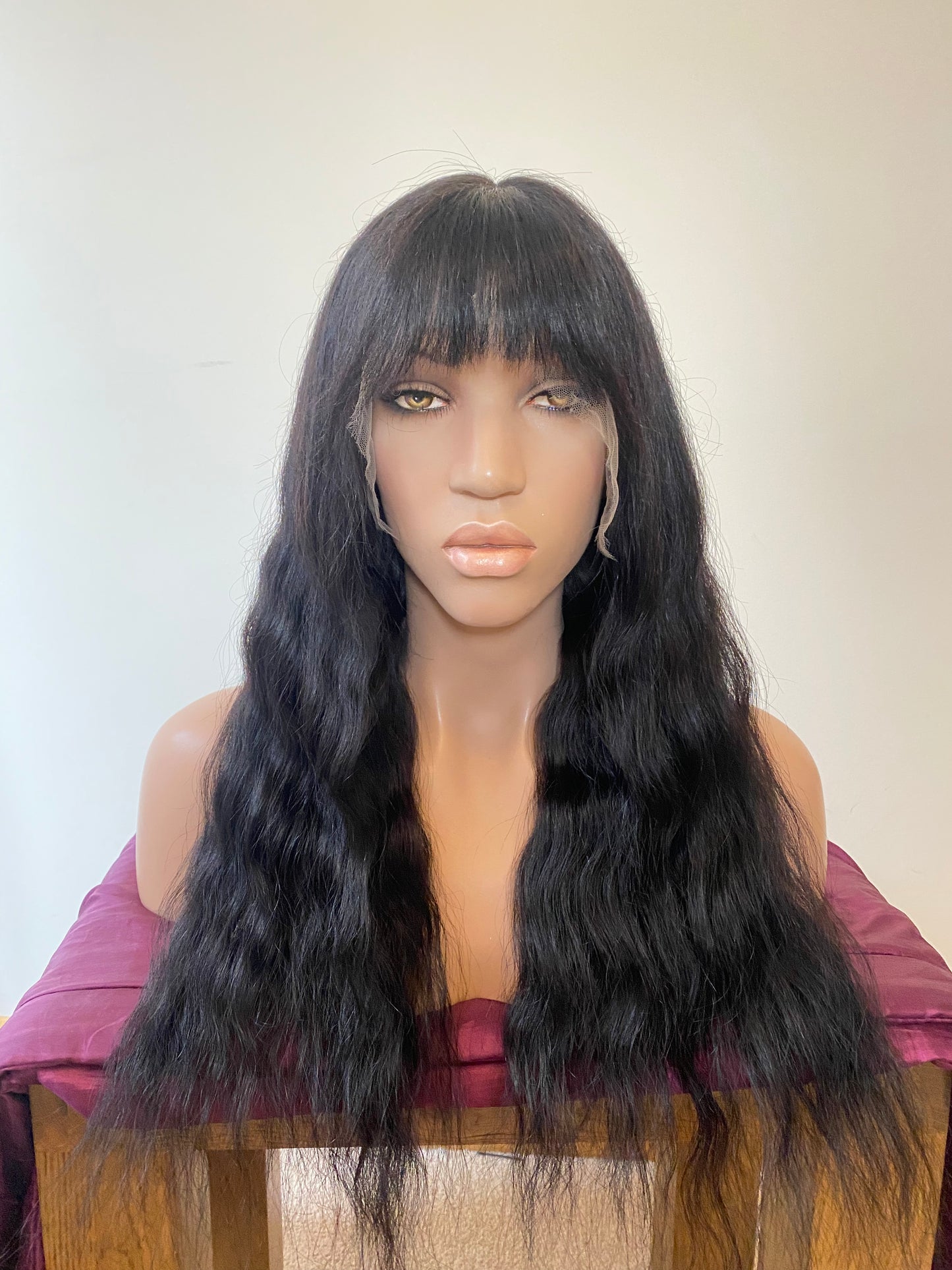 Full lace 360 black wig with fringe Wednesday Addams inspired.